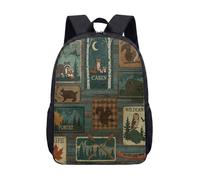 Woodland Bear Sac à dos avec imprimé hache d'érable pour enfants, adolescents, école, 43,2 cm, vintage, forêt, nature, sac à dos d'étudiant, sac à dos de bienvenue rustique, 04, L, Minimaliste