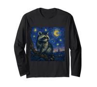 Woodland Creature Raccoon Van Gogh Starry Night Inspiré Art Manche Longue