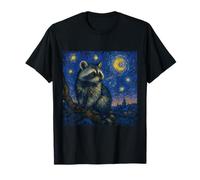 Woodland Creature Raccoon Van Gogh Starry Night Inspiré Art T-Shirt