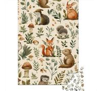 Woodland Creatures Fabric Panel Puzzle 1000 Pieces Cadeau Unique Jeu Éducatif Challenge Toy À De Qualité Supérieure Peinture Art pour Adultes Et Enfants À Partir De 12 Ans 70x50cm/1000pcs