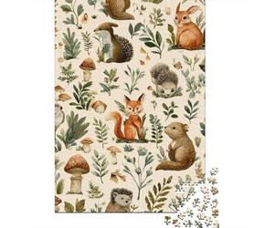 Woodland Creatures Fabric Panel Puzzle 1000 Pièces Educa Jouet en Bois Cadeau Unique De l'art De La Décoration Jeu Éducatif Challenge Toy Adultes & Enfants des 14 Ans 38x26cm/1000pcs