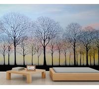 Woodland Evening Papier peint arbre papier peint mural pour murs coucher de soleil d'hiver paysage papier peint mural pour chambre d'enfant salon 232 x 158 cm