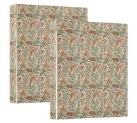 Woodland Floral Fox Animals Lot de 2 classeurs à 3 anneaux en D A4 avec 200 feuilles pour enfants, fournitures scolaires, femmes, hommes et bureau