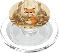 Woodland Fox Reading Among Books Rat de bibliothèque Cottagecore PopSockets PopGrip pour MagSafe