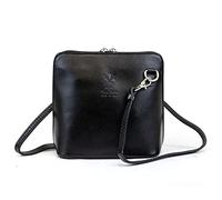 Woodland Leather Petit Sac Vera Pelle Sac à Bandoulière en Cuir Véritable pour Femme, Mini Sac à Bandoulière Italien Bandoulière de Haute Qualité, Noir, 17cm x 17cm x 8cm