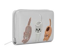 Woodland Leathers Portefeuille pour femme, porte-cartes et organiseurs d'argent, spacieux, super doux et fantaisie, sac à main pour femme, multi-compartiments, Chat gris, 10x15.5 cm, Porte-monnaie