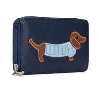 Woodland Leathers Portefeuille pour femme, porte-cartes et organiseurs d'argent, spacieux, super doux et fantaisie, sac à main pour femme, multi-compartiments, Chien Bleu marine, 10x15.5 cm