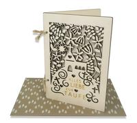 Woodland Mail Carte de baptême en bois avec carte d'insertion et enveloppe en papier kraft - Carte de baptême pour fille et garçon (église)