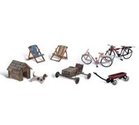 A1931 décor diorama jardin bicyclette chariot niche Woodland Scenics 1/87eme