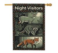 Woodland Wildlife Night Visitors Deer Autumn House Drapeau 71 x 101,6 cm