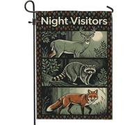 Woodland Wildlife Night Visitors Drapeau de jardin d'automne 30,5 x 45,7 cm