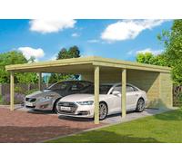 Woodlands Carport 2 voitures en bois autoclave avec abri - 42 m² - CPTHAM