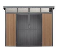 Woodlife Garden Abri de Jardin Composite Gordon 5,95m² | Bois Co-extrudé 19,2mm, Double Porte à Serrure, Toiture Waterproof, Garantie 20 Ans, Gouttières Incluses