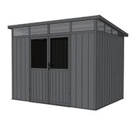 Woodlife Garden Abri de Jardin Winston Composite Anthracite 5,95m² | Parois 19,2mm Co-extrudées, Toit Acier Galvanisé, Gouttières Incluses, Garantie 20 Ans, Vitrage Acrylique Skylight