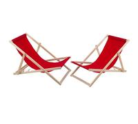 WOODOK 2 chaises Longues Confortables en Bois Rouges idéales pour la Plage Balcon terrasse