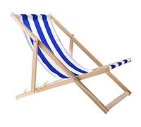 WOODOK Chaise Longue en hêtre pour Le Jardin - Rayures Bleues et Blanches