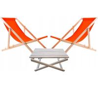 WOODOK - Ensemble de 2 chaises Longues Pliantes en Bois avec Table - Transats de Jardin Robustes et Portables - Mobilier de Jardin Multifonctionnel, idéal pour terrasse, Balcon et Plage