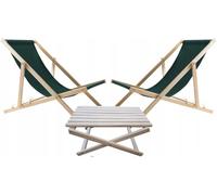 WOODOK - Ensemble de 2 chaises Longues Pliantes en Bois avec Table - Transats de Jardin Robustes et Portables - Mobilier de Jardin Multifonctionnel, idéal pour terrasse, Balcon et Plage