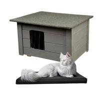 WOODOK Maison pour Chat extérieur isolée - 54x39x34 cm (Gris + + Matelas, 59P x 49l x 34H centimètres)