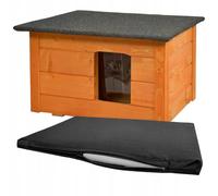 Woodok Niche isolée pour chiens et chats, fabriquée en bois de 40 mm d'épaisseur, structure solide pour usage extérieur et intérieur (marron, entrée gauche)