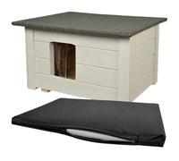 Woodok Niche isolée pour chiens et chats, fabriquée en bois de 40 mm d'épaisseur, structure solide pour utilisation en extérieur et intérieur (blanc, entrée à droite)