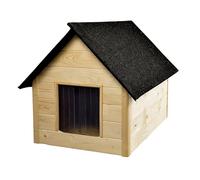 Niche XL pour chiens Woodok, isolée, en bois, grande XL, à monter soi-même et à peindre, en chêne imprégné blanchi