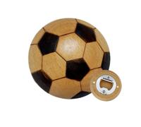 WOODONLY Décapsuleur en Bois en forme de Boule avec Aimant - Cadeaux de Noël, Anniversaire pour Homme, Père, Mari, Grand-Père, Ami, Bar à la Maison, Ouvre-bouteille (Football (couleur bois naturel))