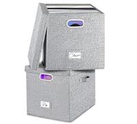 Woodoulogy 2 Pack Boîte Rangement Vinyle pour 100+ LPs, Support Disques 12"