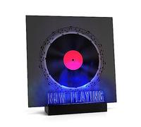 Woodoulogy Now Playing Support d'éclairage pour disques vinyles en bois et acrylique - Plusieurs couleurs - Lumières LED - Pour écouter de la musique - Support de rangement LPS pour disques