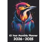 Woodpecker 10 Year Monthly Planner: Large 120 Month Sunday to Saturday Calendar | Gift For People Who Love Avian Animals, Bird Lovers | Ideal for ... and Busy Individuals | 8.5 x 11 Inches | v4