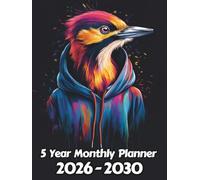 Woodpecker 5 Year Monthly Planner: Large 60 Month Sunday to Saturday Calendar | Gift For People Who Love Avian Animals, Bird Lovers | Ideal for ... and Busy Individuals | 8.5 x 11 Inches | v1