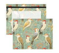 Woodpecker Birds Lot de 2 trousses à crayons avec fermetures éclair lisses 3 anneaux pour classeur à 3 anneaux