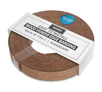 WoodPress® 15 mm Bois d'Acajou Véritable Bande de Chant en Placage Préencollé - Rouleau de 7,5 m - Application à Repasser Facile à Faire soi-même, Couvre Le Bord d'un Panneau MDF Standard