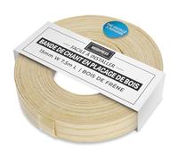 WoodPress® 15 mm Bois de Frêne Véritable Bande de Chant en Placage Préencollé - Rouleau de 7,5 m - Application à Repasser facile à faire soi-même, couvre le bord d'un panneau MDF standard