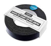 WoodPress® 19 mm Mélamine Noir Mat Bande de Chant en Placage Préencollé - Rouleau de 7,5 m - Application à Repasser facile à faire soi-même, couvre le bord d'un panneau MDF standard