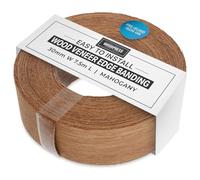 WoodPress® 30 mm Bois d'Acajou Véritable Bande de Chant en Placage Préencollé - Rouleau de 7,5 m - Application à Repasser Facile à Faire soi-même, Couvre Le Bord d'un Panneau MDF Standard