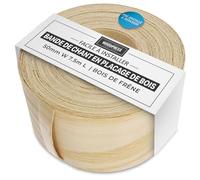 WoodPress® 50 mm Bois de Frêne Véritable Bande de Chant en Placage Préencollé - Rouleau de 7,5 m - Application à Repasser facile à faire soi-même, couvre le bord d'un panneau MDF standard