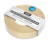 WoodPress Ruban de Bordure en Bouleau Véritable 19 mm x 7,5 m - Placage de Chêne Pré-Collé pour Bricolage et Restauration de Meubles - Adhésif à Chaud