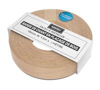 WoodPress Ruban de bordure en hêtre véritable de 19 mm - 7,5 m - Ruban de bordure en placage de chêne pré-collé pour bricolage - Bande de bord pour restauration de meubles - Bordure adhésive à chaud