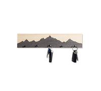 WOODS Plaque à clés en bois recyclé avec motif montagne | Fabriqué à la main en Bavière | Plusieurs versions au choix | Armoire à clés | Motif 40 cm