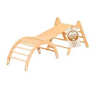 WoodsCraft 3en1: Arche d'Escalade, Triangle d'Escalade & Toboggan Interieur Enfant et Bebe | Arche Montessori & 2en1: Rampe/Toboggan | Escalade Enfant Interieur