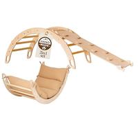 WoodsCraft Arche d'Escalade et Toboggan Interieur Enfant & Bebe avec Coussin Hypoallergénique | Arche Montessori Bebe - Arche Escalade & 2en1: Rampe/Toboggan | Escalade Enfant Interieur