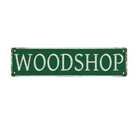 Woodshop Plaque en métal vintage en aluminium pour décoration murale 10,2 x 40,6 cm