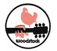 Woodstock Écusson à repasser ou à coudre - Thermocollant pour vêtements - Motif : oiseau, colombe, colombe de la paix, musique - Dimensions : 7,0 x 7,0 cm