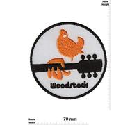 Woodstock Guitar Bird Yellow Patch Badge Embroidered Iron On Applique