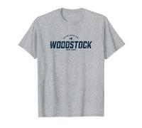 Woodstock New York NY Vintage Athletic Navy Logo Sports T-Shirt