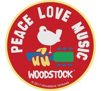 Woodstock - Patch "Love Peace Music", tissu tissé RO8336 (taille unique) (Rouge/Blanc/Jaune)