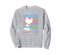 Woodstock - Rayures et liberté Sweatshirt, Unisexe pour Adultes, Gris Chiné, XL