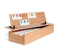 WOODTASTIC Rummy Jeu de Société en Bois avec Plateau en Bois de Hêtre Massif et 106 Jetons Robustes