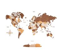 Woodvio Carte du Monde en Bois 3D, Art Mural Décoratif pour la Décoration de la Maison et du Bureau - taille Très Grande (213x113cm)
